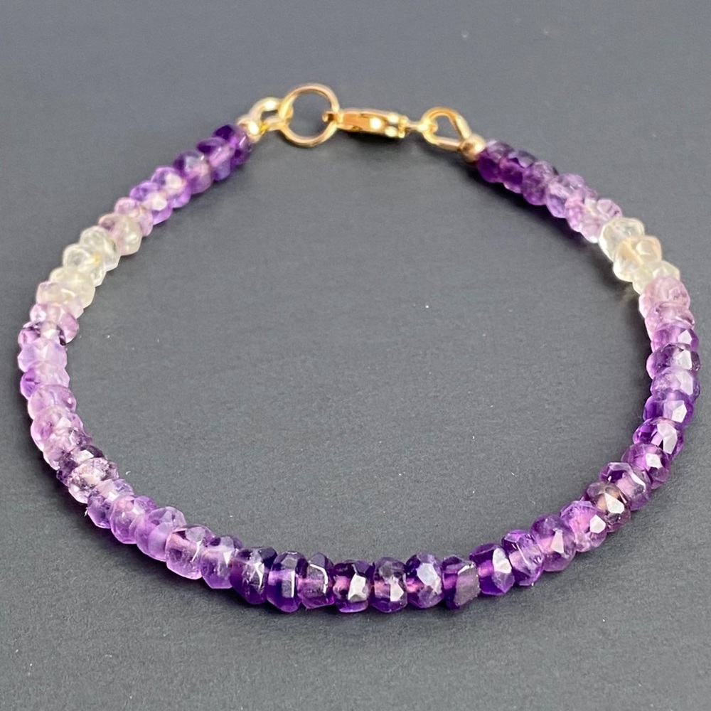 14k Genuine Ombre shaded Purple Amethyst Gold Bracelet